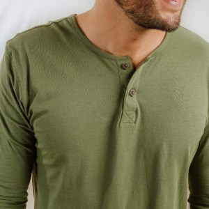 有機棉亨利領長袖上衣 LUNEL