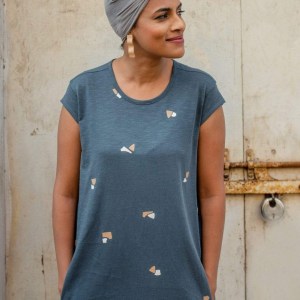 有機棉雙口袋超短袖圓領長洋裝 SABANA