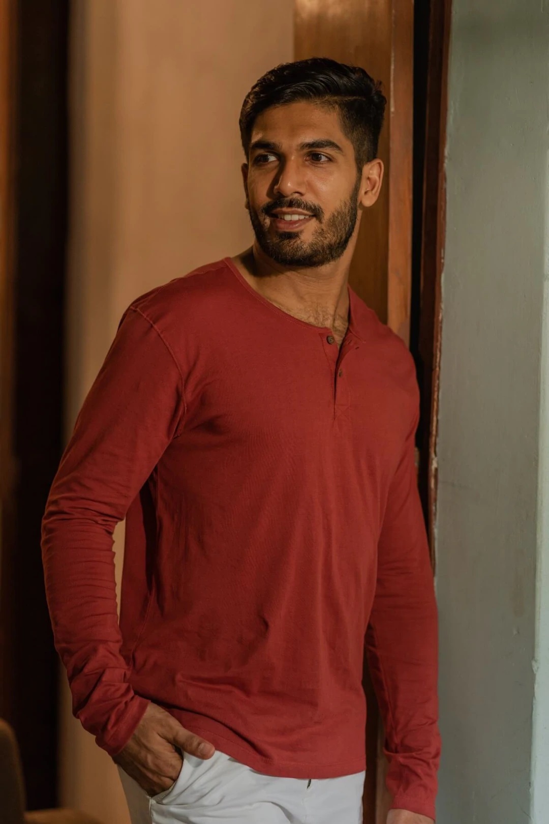 NO NASTIES 有機亨利領長袖上衣 Cayenne Henley 1 - Aporia Agathon