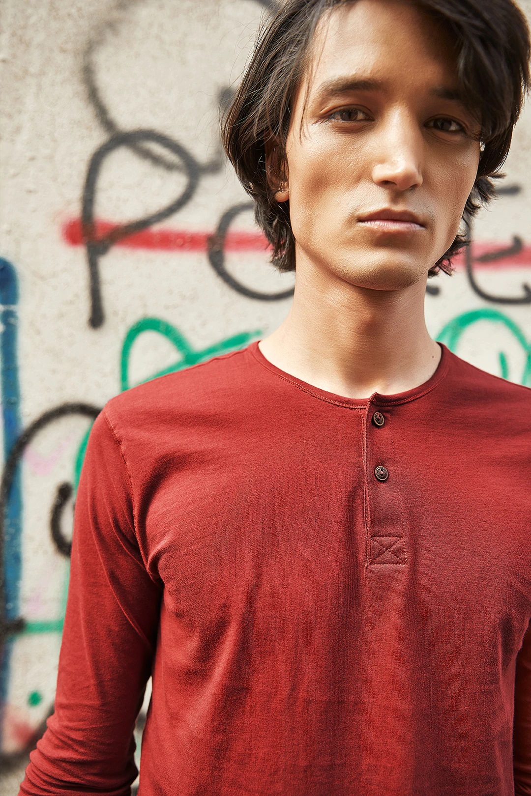 NO NASTIES 有機亨利領長袖上衣 Cayenne Henley 8 - Aporia Agathon