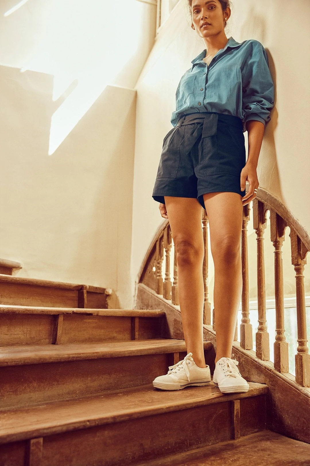 NO NASTIES 有機印度藍高腰短褲 Indigo High-Rise Shorts 3 - Aporia Agathon