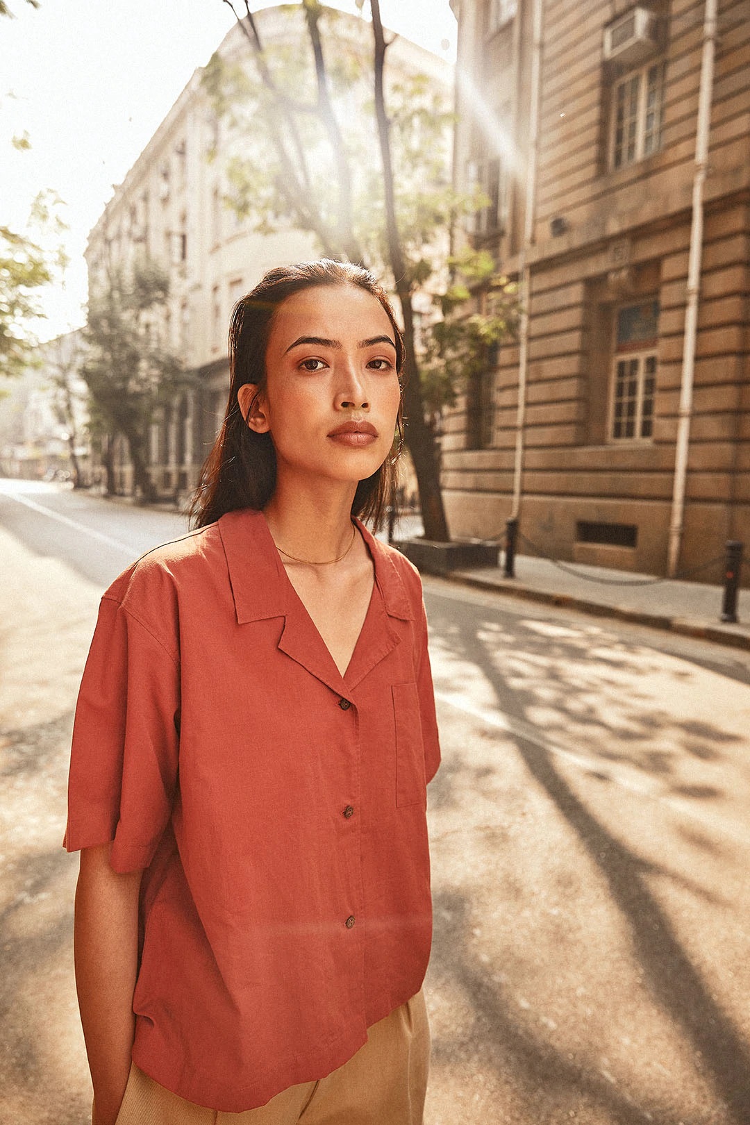 NO NASTIES 有機莓紅寬弛衫 Ginger Relaxed Shirt 1 - Aporia Agathon