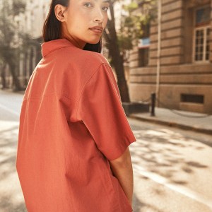 有機棉莓紅寬弛衫