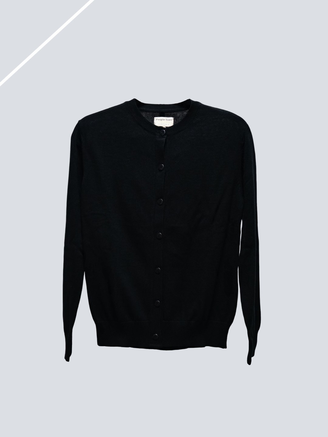 People Tree 有機棉淳黑針織開襟毛衣 2 NEW - Aporia Agathon