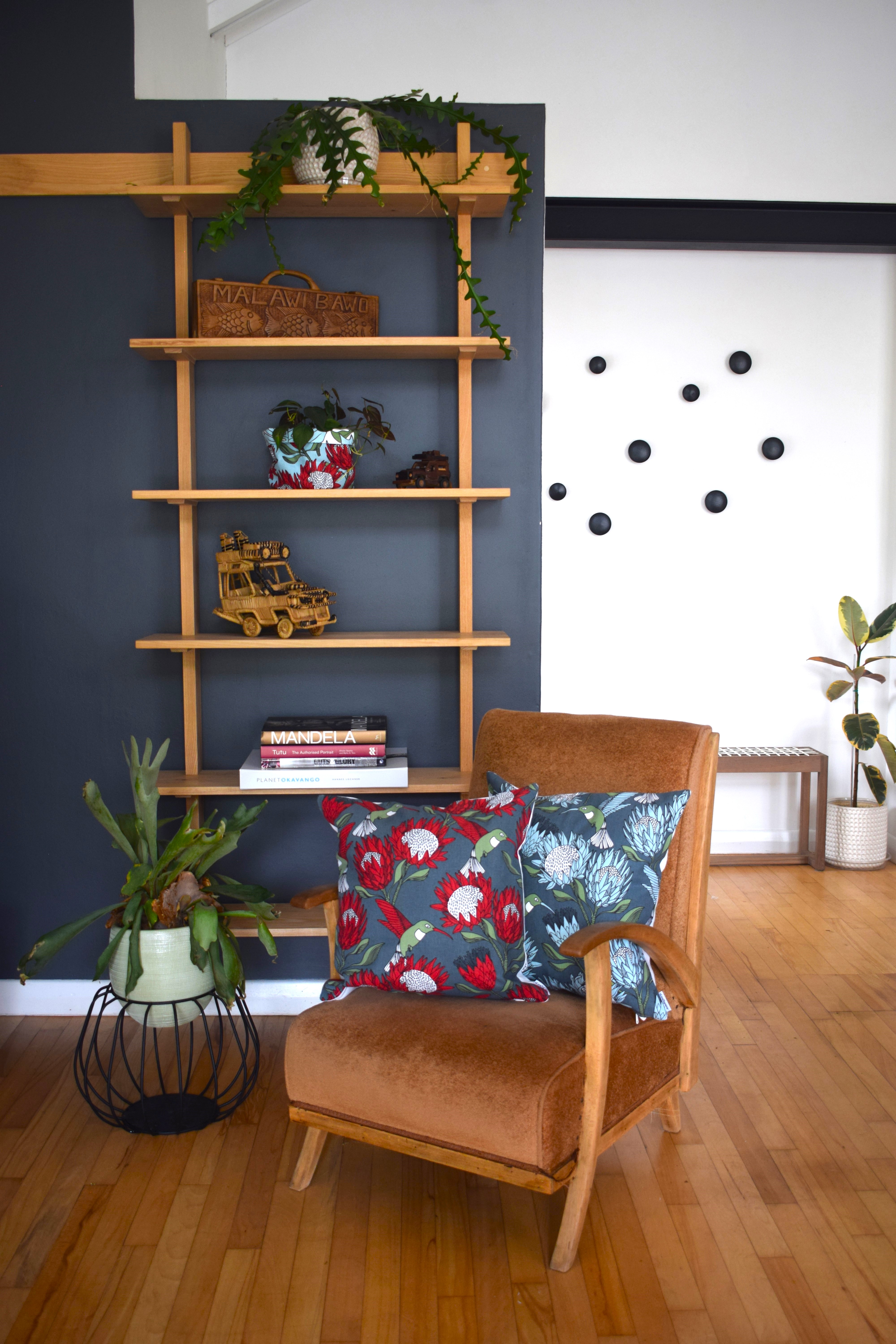 aLoveSupreme Cushion50 x 50 - Protea Red on Gunmetal 4 - Aporia Agathon