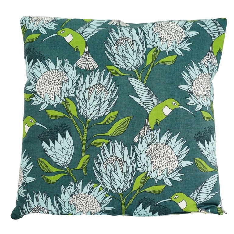 aLoveSupreme Cushion50 x 50 - Protea Blue on Gunmetal 1 Renew - Aporia Agathon
