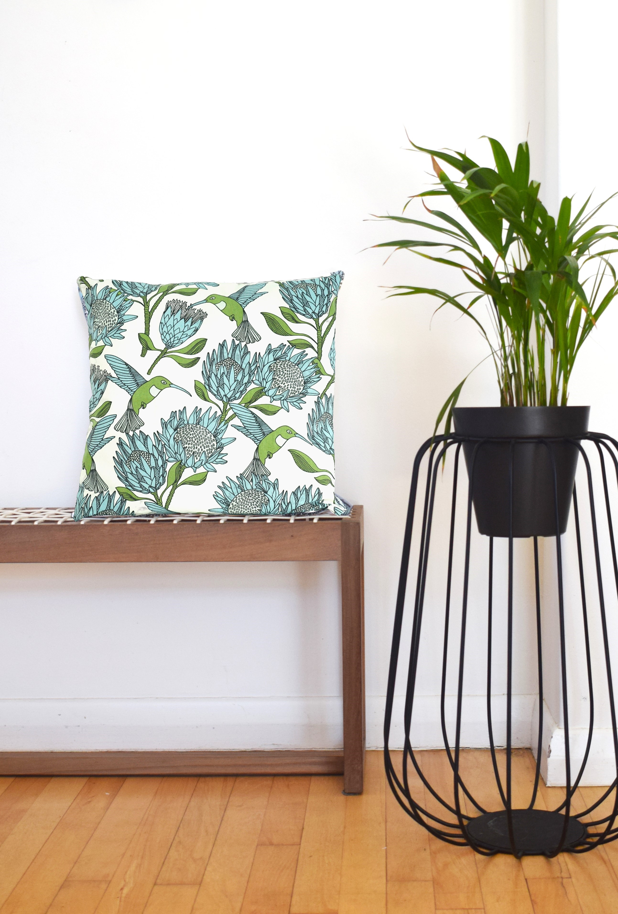 aLoveSupreme Cushion50 x 50 - Protea Blue on White 3 - Aporia Agathon