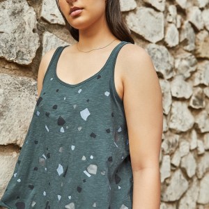 有機棉圓領寬擺不收邊背心 RAMONA