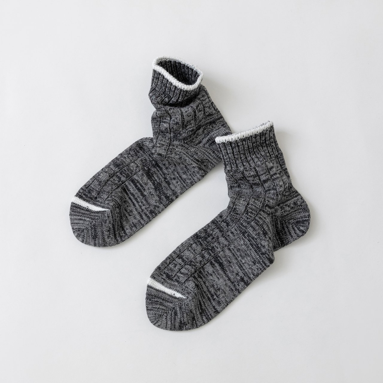 SOUKI創喜奈良襪 【RE LOOP】精梳棉麻襪 NATURAL HEMP SHORT 碳黑白