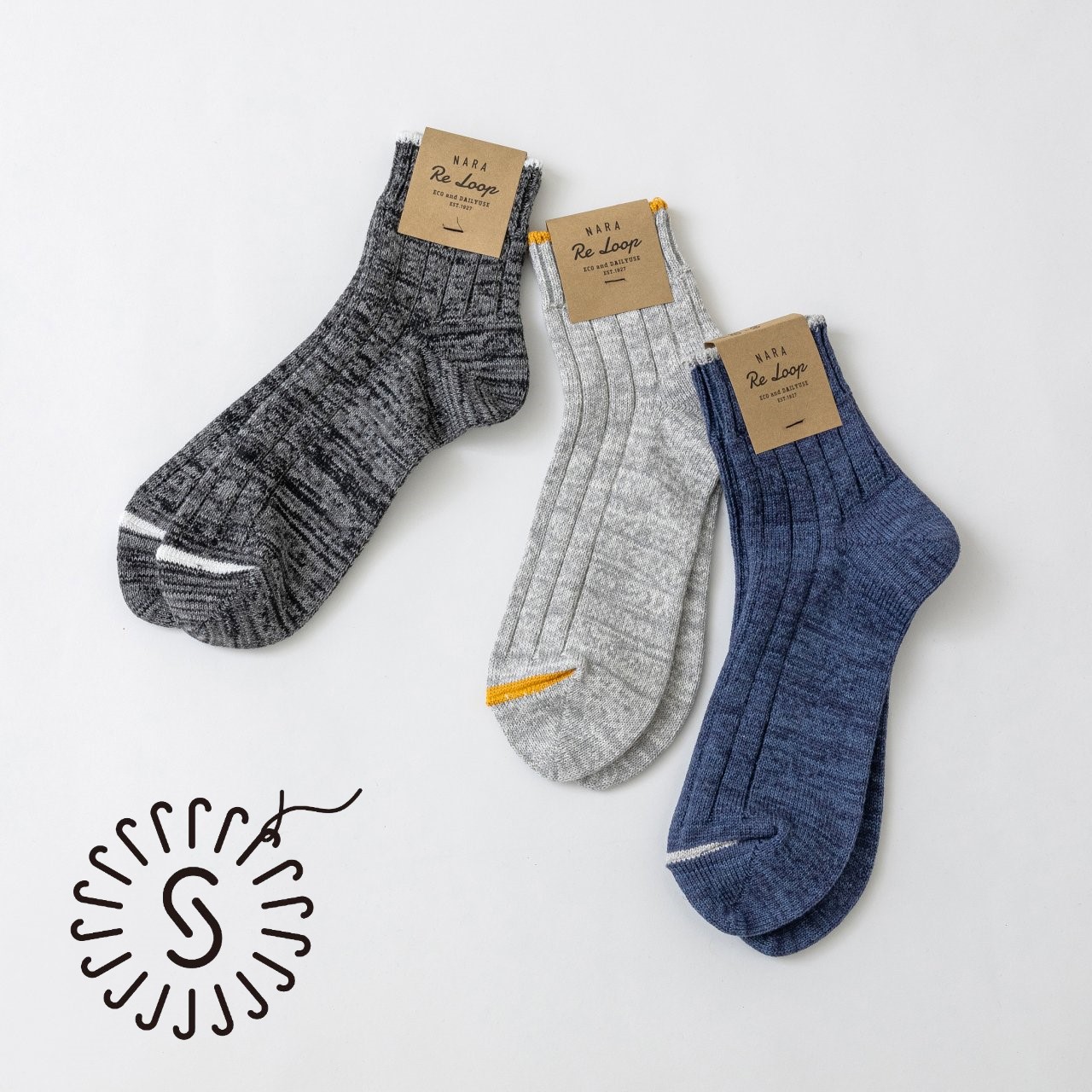 SOUKI創喜奈良襪 【RE LOOP】精梳棉麻襪 NATURAL HEMP SHORT