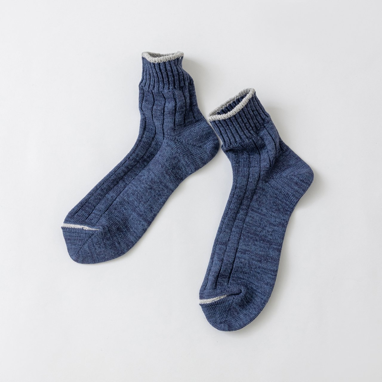 SOUKI創喜奈良襪 【RE LOOP】精梳棉麻襪 NATURAL HEMP SHORT 丹寧灰