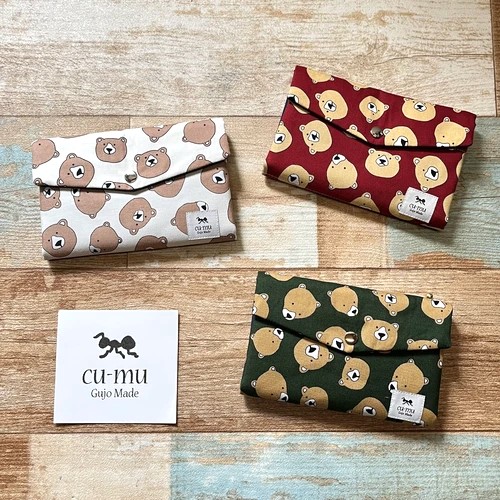 cu-mu岐阜別趣布小物 布作原創蜂巢財布 - 小熊系列