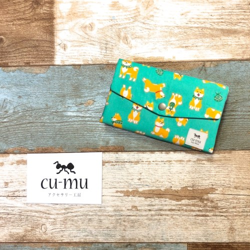 02 cu-mu 蜂巢財布 - 柴犬 - 綠 - revised