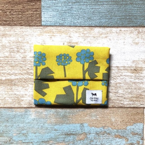 15 cu-mu 布作面紙小物收納包 - 繡花綴 - 藍繡球