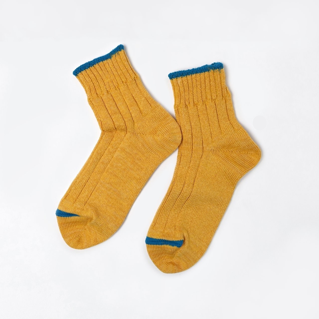 SOUKI創喜奈良襪 【RE LOOP】精梳棉麻襪 NATURAL HEMP SHORT 鵝黃藍