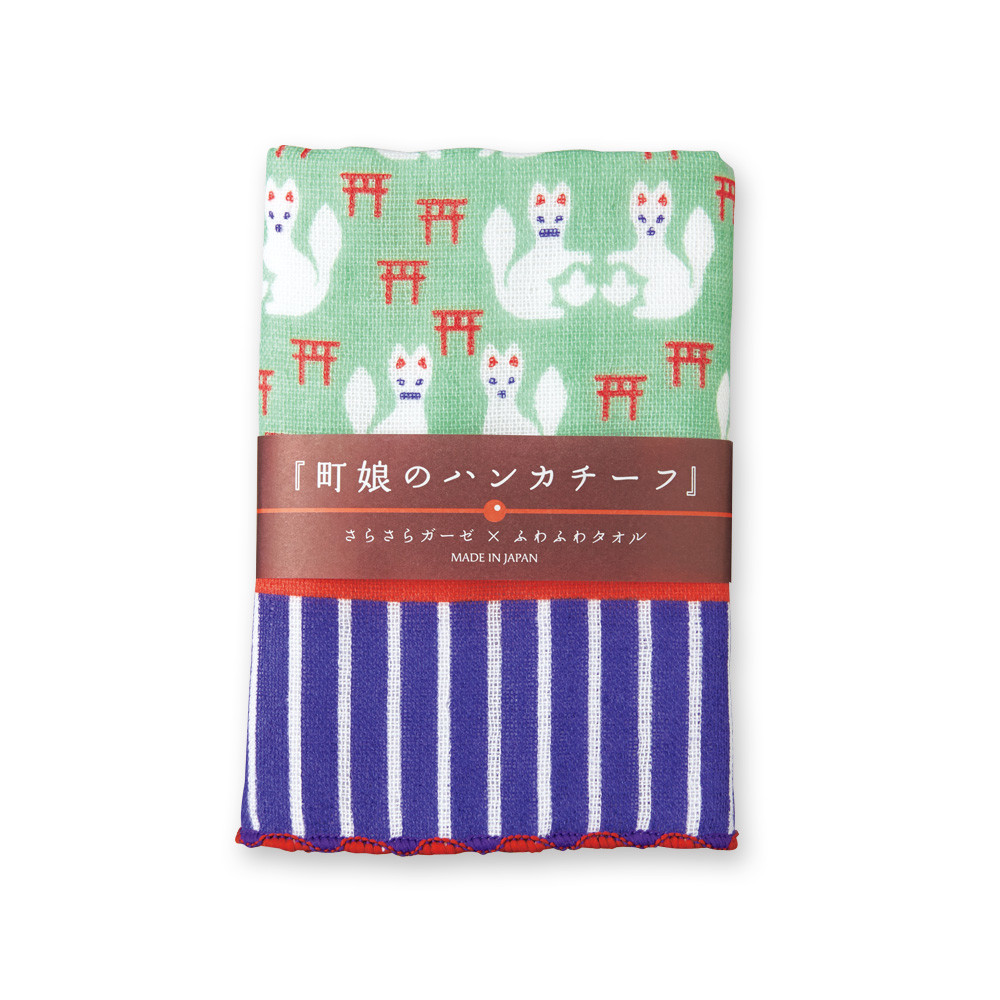 MIYAMOTO 宮本手巾 童趣紗布手帕 Handkerchief 25 x 25 cm - 神使白狐 Shrine Guardian