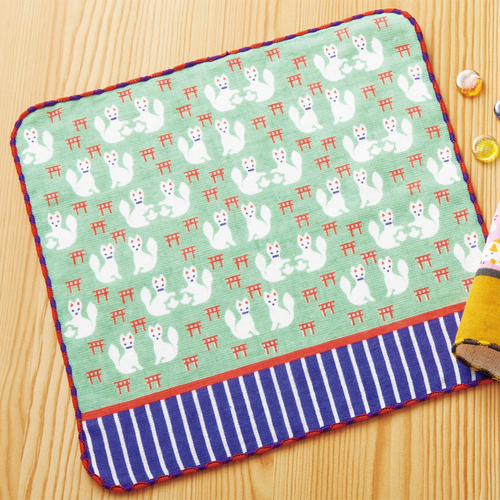 宮本手帕 MIYAMOTO Handkerchief 25 x 25 cm - 神使白狐 Shrine Guardian 3