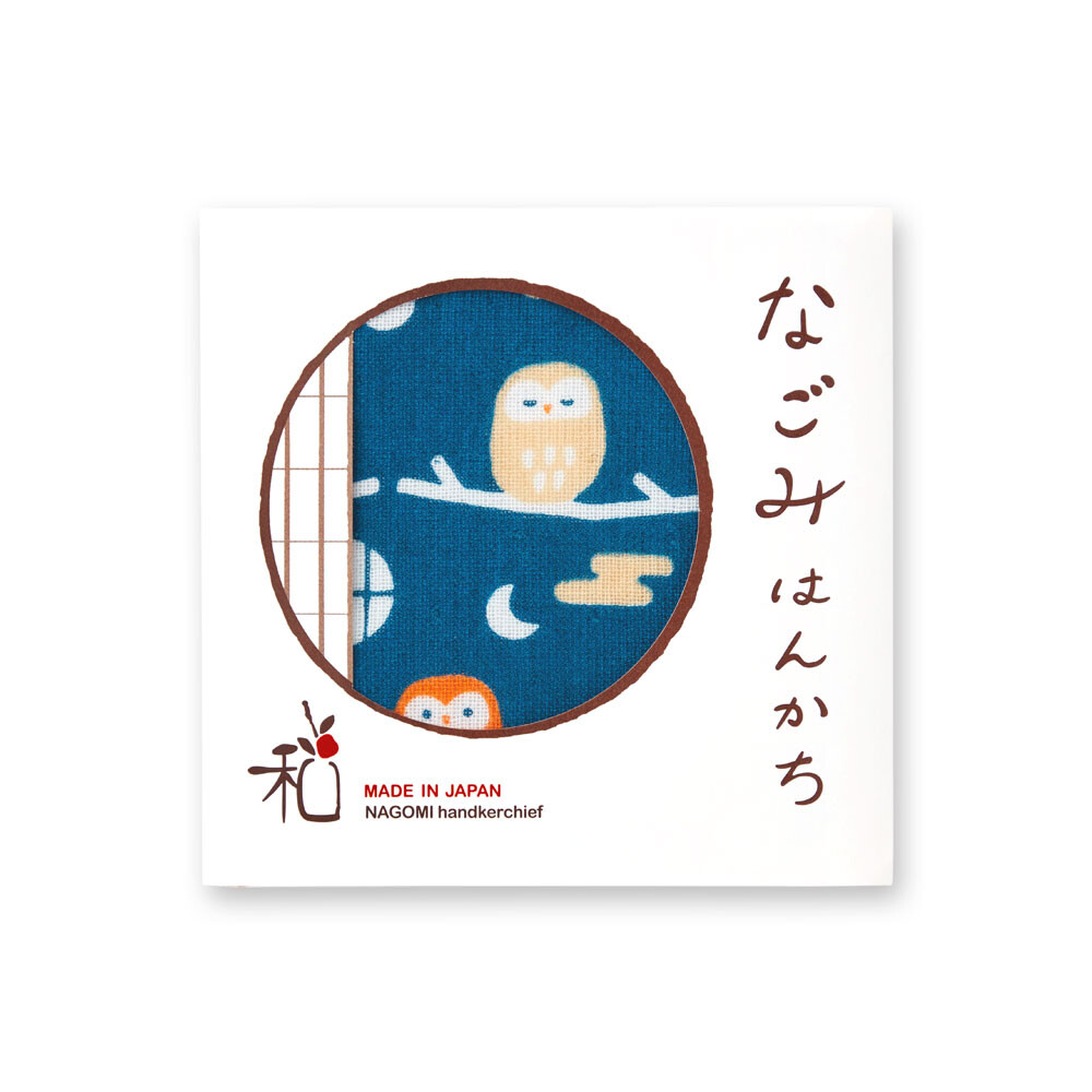 MIYAMOTO 宮本手巾 童趣紗布手帕 Handkerchief 25 x 25 cm - 值夜的貓頭鷹 Owl