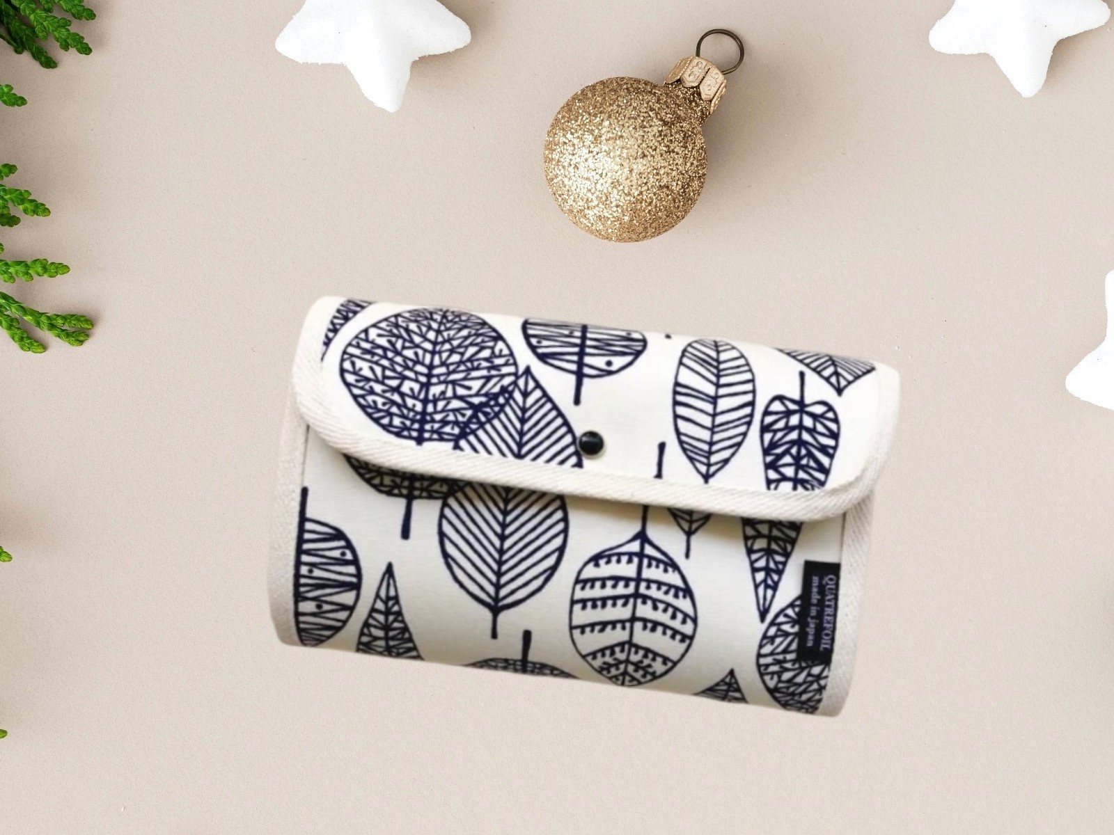 Quatrefoil&K 帆布收納包 - Forest Leaf - White 北歐森林 - 雪境白 - 05