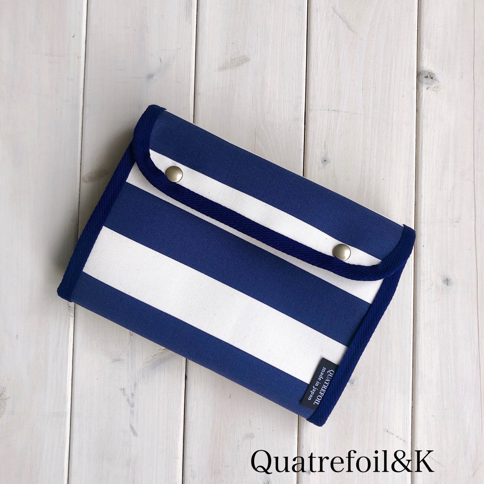 Quatrefoil&K北歐風手作帆布包 經典海軍藍 Navy Blue & White Stripe
