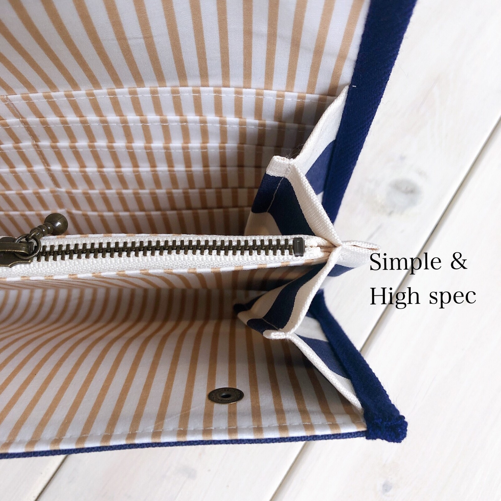 Quatrefoil&K 帆布收納包 - Navy Blue & White Stripe 經典海軍藍 - 04