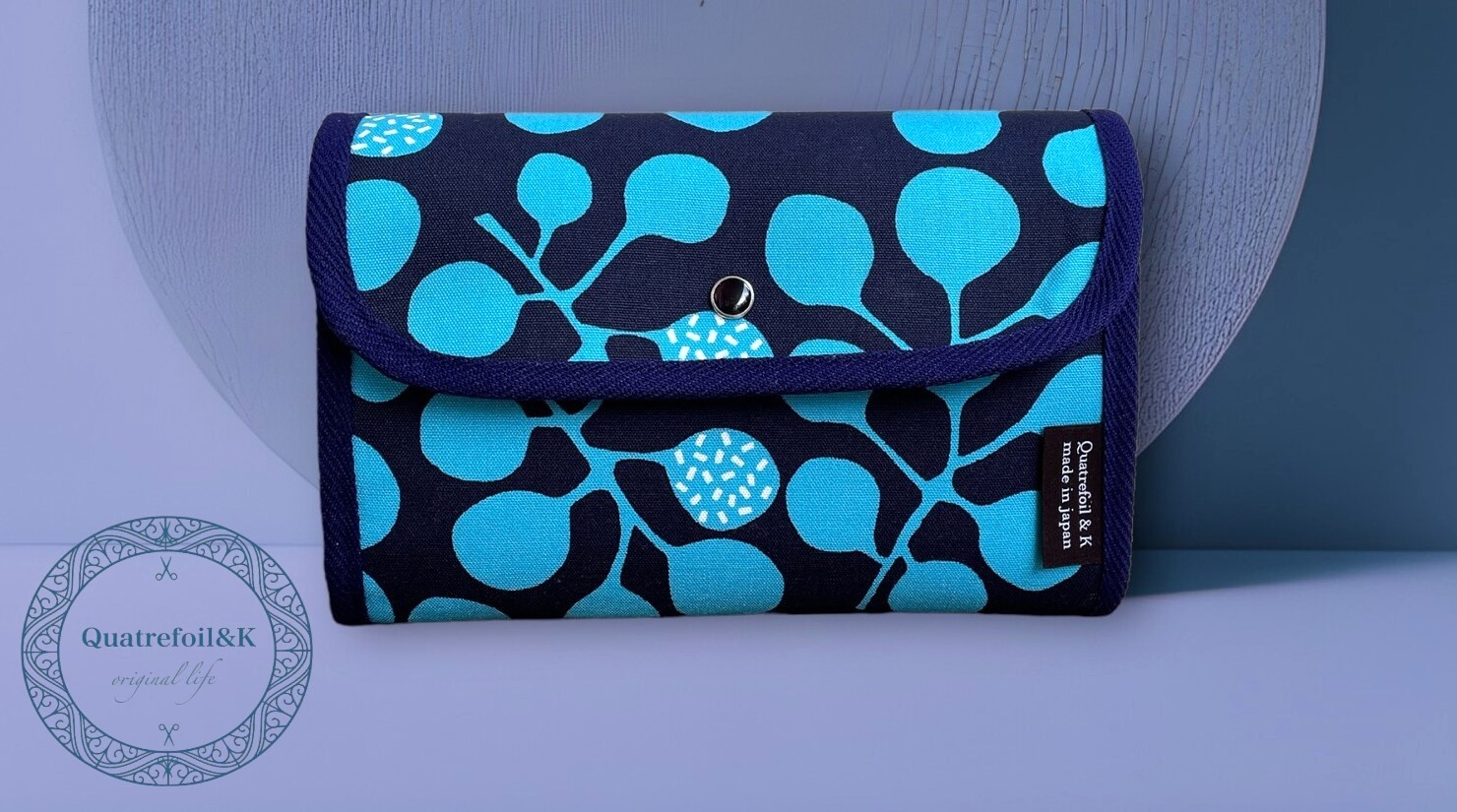 Quatrefoil&K 帆布收納包 - Scandinavian Round Leaf - Navy 斯堪地那維亞圓葉 - 森藍 - 01 - new