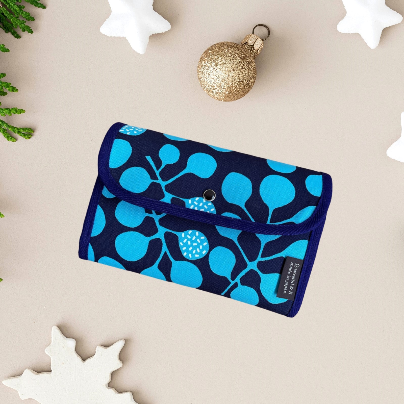 Quatrefoil&K 帆布收納包 - Scandinavian Round Leaf - Navy 斯堪地那維亞圓葉 - 森藍 - 02 - new