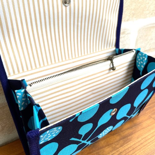 Quatrefoil&K北歐風手作帆布包 斯堪地那維亞圓葉 森藍 Scandinavian Round Leaf Navy