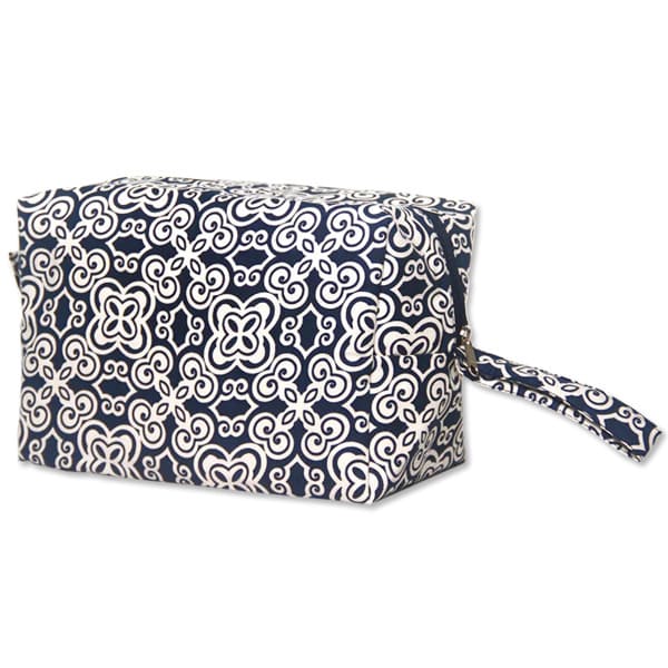 Balizen峇里手作 Batik紋飾靛藍化妝包（大）Batik Indigo Cosmetic Case, Large