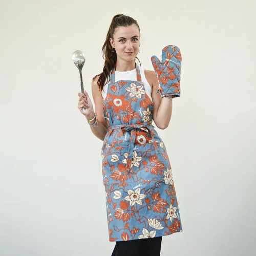 Balizen Passion Flower Blue Spice Apron 手工絹印百香花圍裙