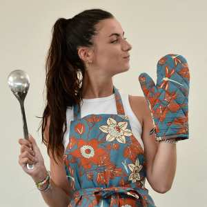Balizen 手工絹印百香花隔熱手套