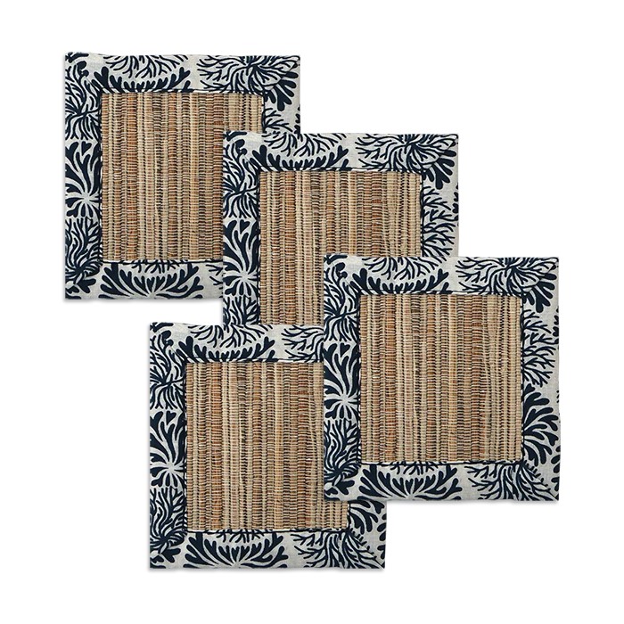 Balizen峇里手作 風滾草靛藍布袋蓮杯墊（四只一組）Tumbleweed Indigo Waterlily Coaster, set of 4