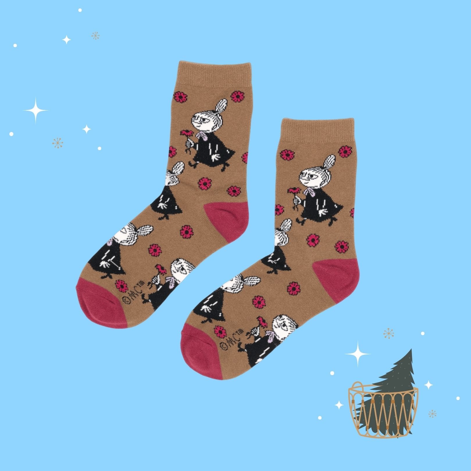 Little My Flower Ladies Socks - Coffee（中筒女襪）小不點獻殷勤