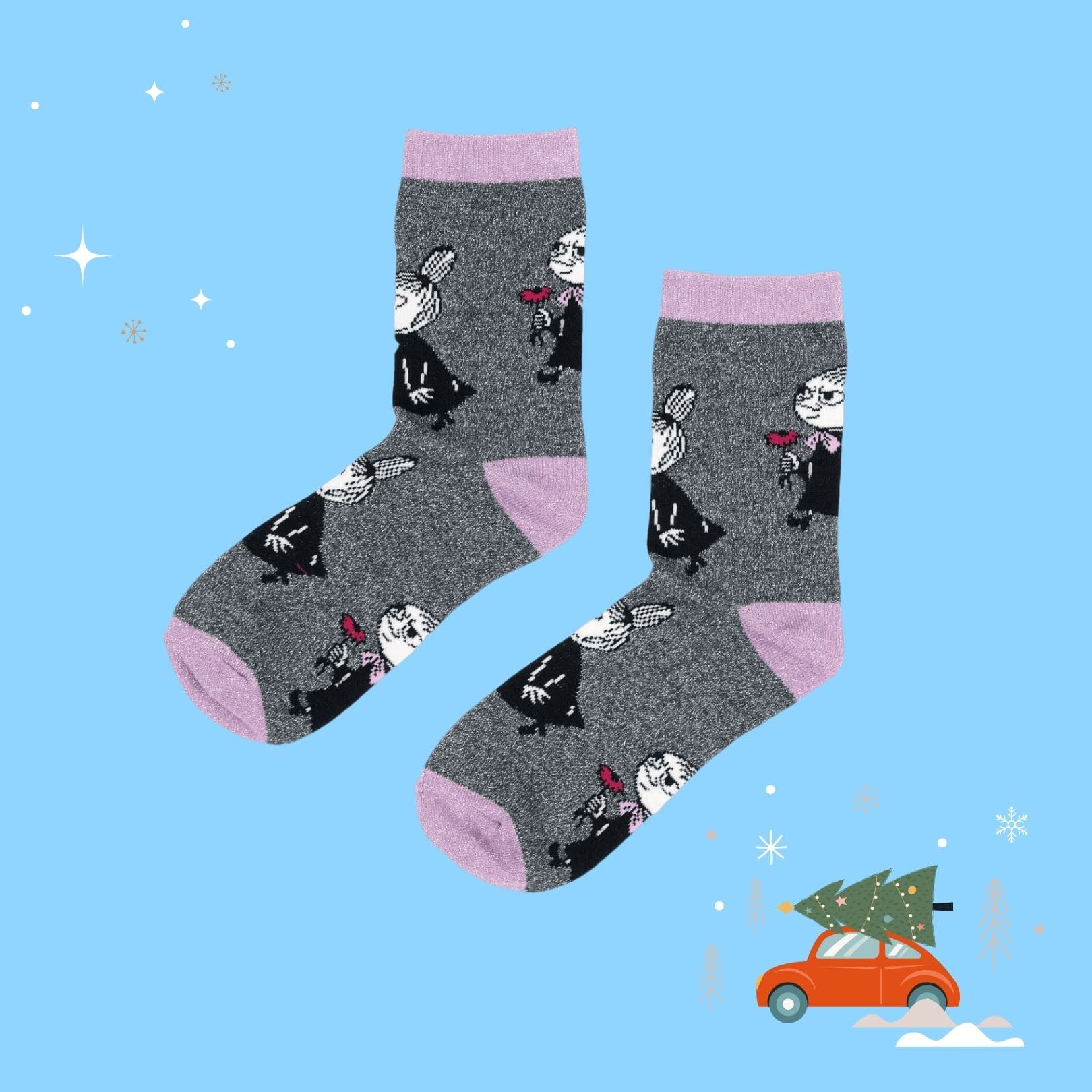 Little My Flower Ladies Socks - Coffee（中筒女襪）小不點獻殷勤
