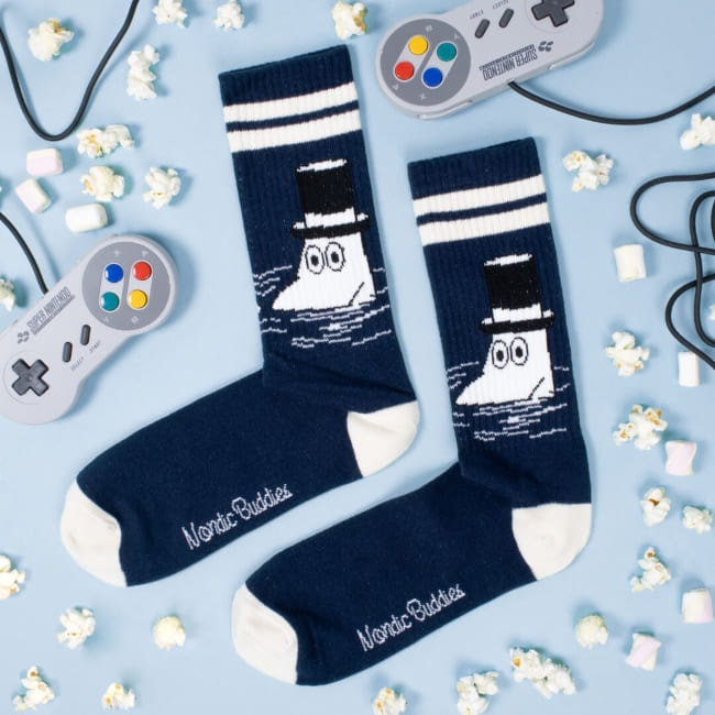 Nordic Buddies北歐好麻吉 Moominpappa Retro Men Socks - Navy（中筒男襪）嚕米爸 Chill Out