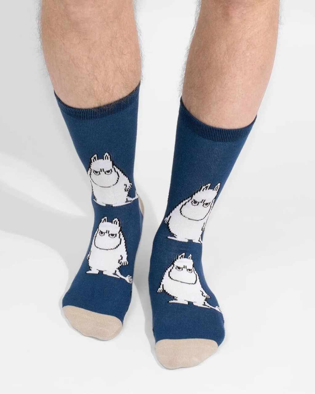 Nordic Buddies北歐好麻吉 Moomintroll Grumpy Men Socks - Navy（中筒男襪）嚕嚕米 / 姆明氣噗噗