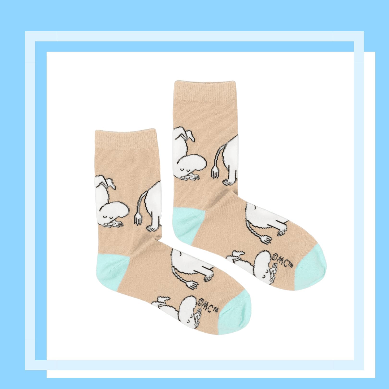 Nordic Buddies北歐好麻吉 Moomintroll Happiness Ladies Socks - Beige（中筒女襪）盡情徜徉嚕嚕米 / 姆明