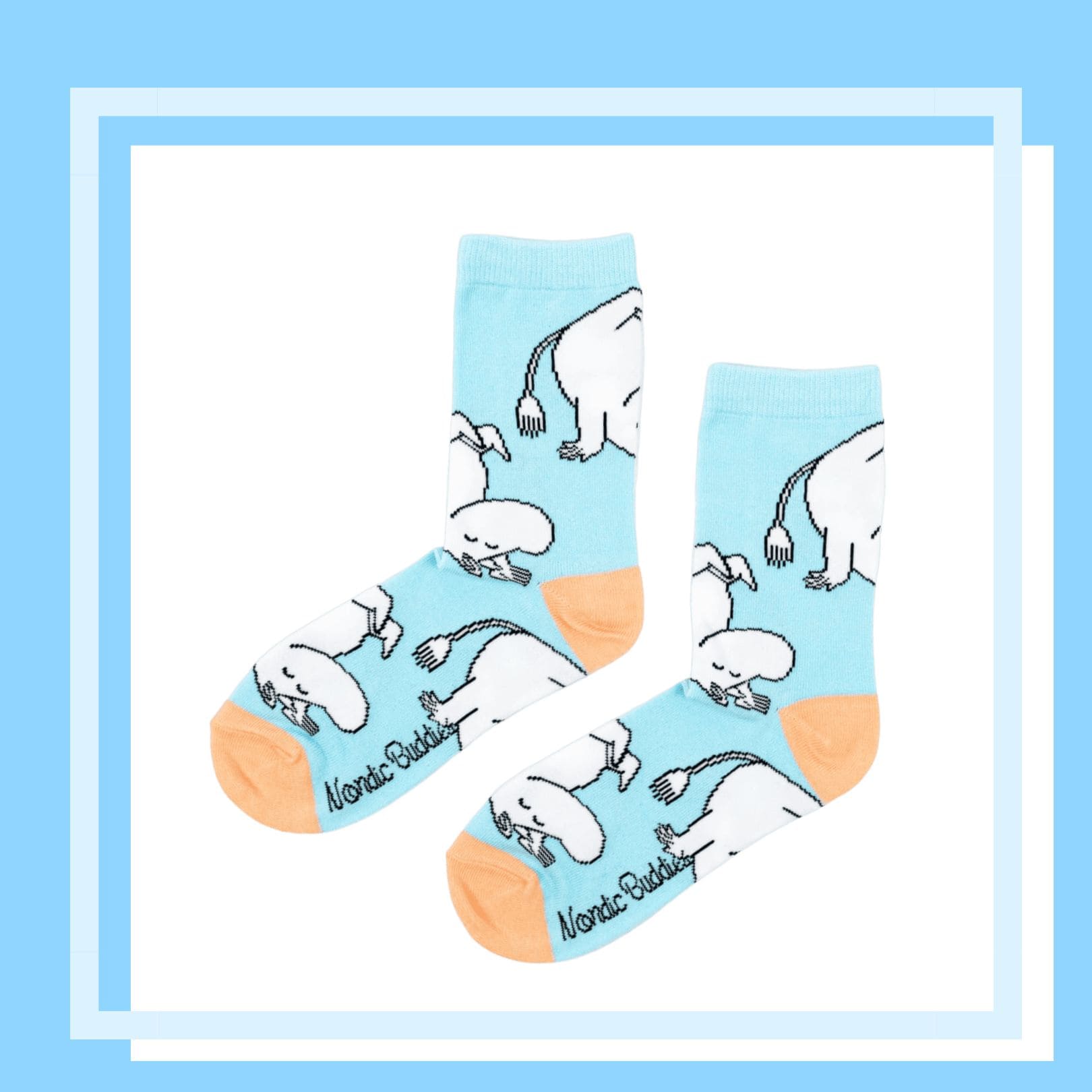 Nordic Buddies北歐好麻吉 Moomintroll Happiness Ladies Socks - Light Blue（中筒女襪）嚕仰嚕翻