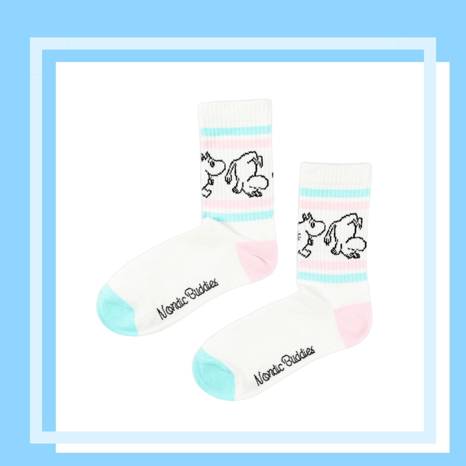 Nordic Buddies北歐好麻吉 Moomintroll Retro Ladies Socks - White（中筒女襪）翻滾吧嚕嚕米 / 姆明
