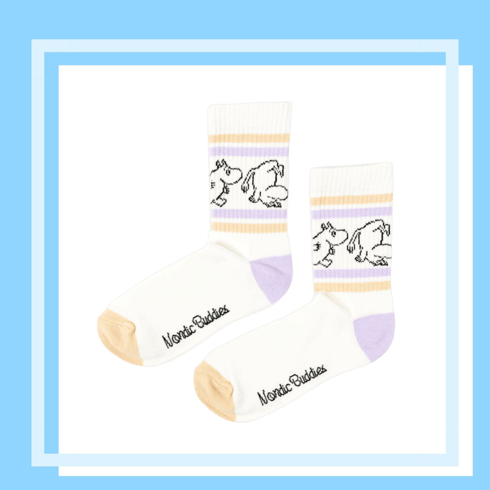 Nordic Buddies北歐好麻吉 Moomintroll Retro Ladies Socks - White（中筒女襪）翻滾吧嚕嚕米 / 姆明