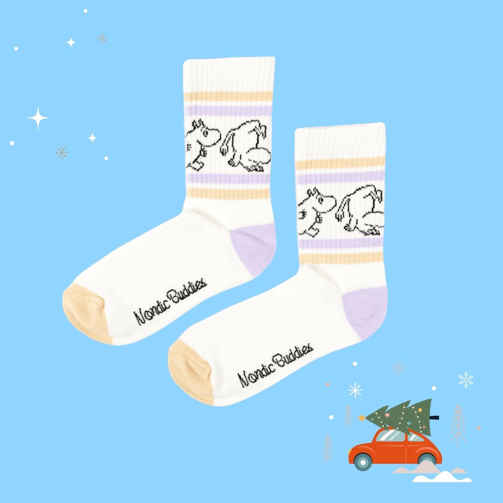 Moomintroll Retro Ladies Socks - White（中筒女襪）翻滾吧嚕嚕米