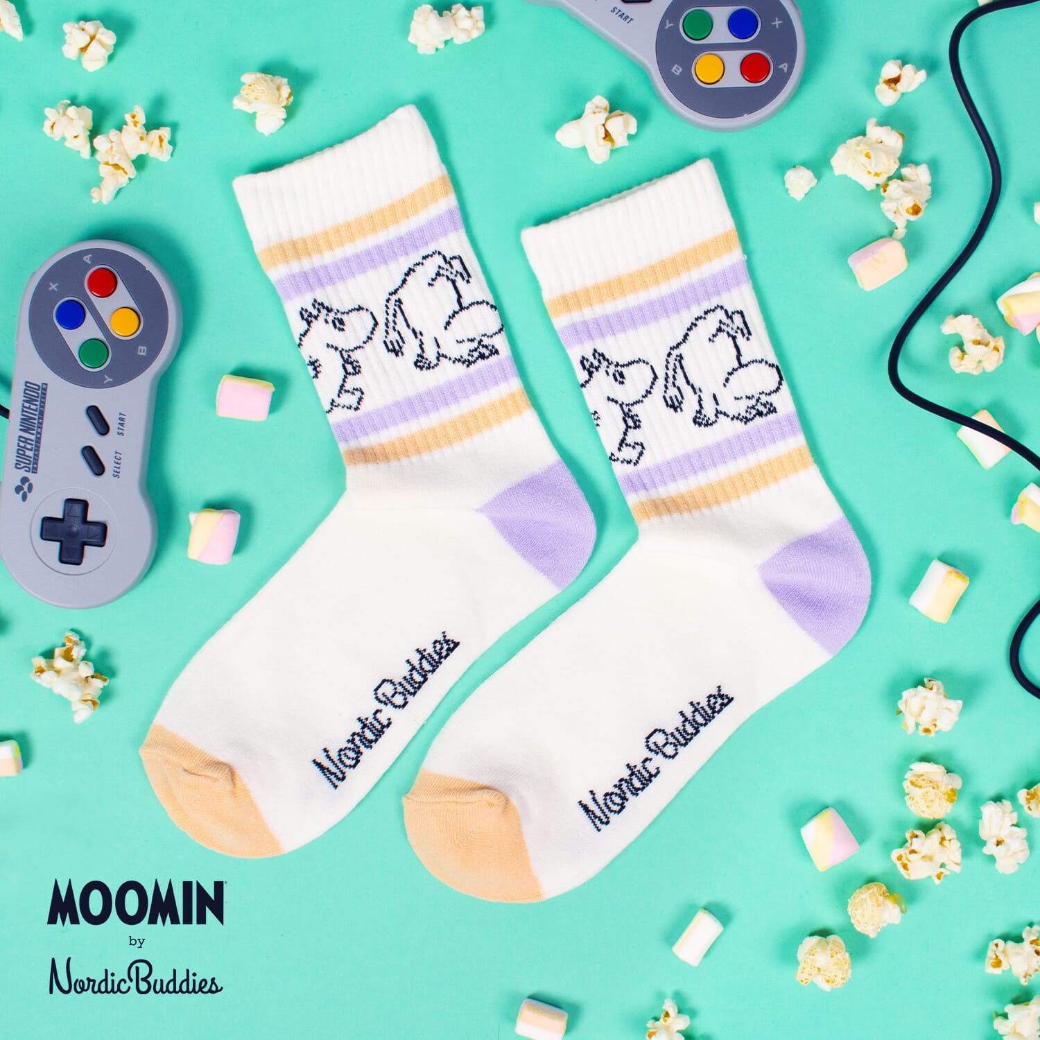 Nordic Buddies北歐好麻吉 Moomintroll Retro Ladies Socks - White（中筒女襪）翻滾吧嚕嚕米 / 姆明