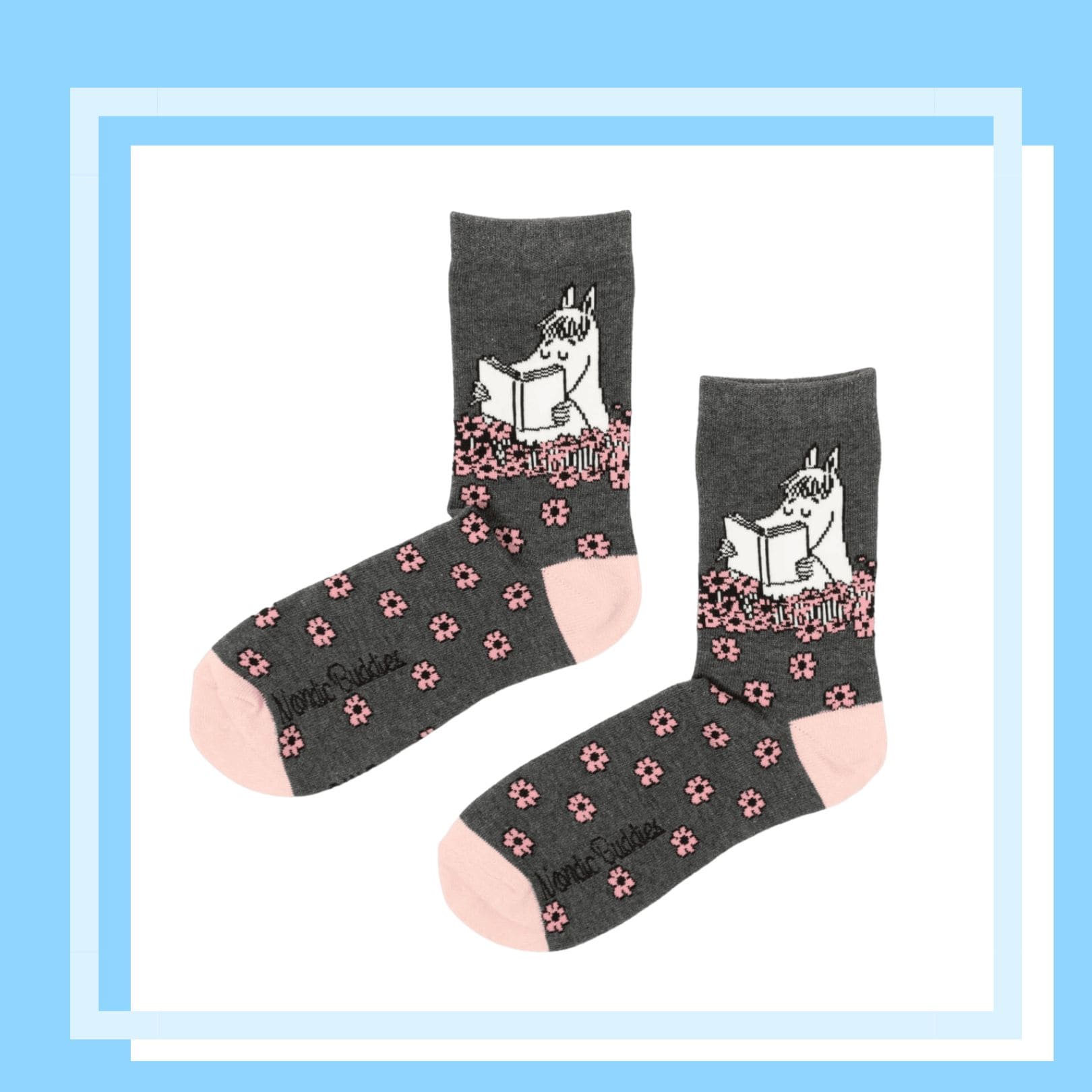 Nordic Buddies北歐好麻吉 Snorkmaiden Reading Ladies Socks - Grey（中筒女襪）可兒愛讀冊