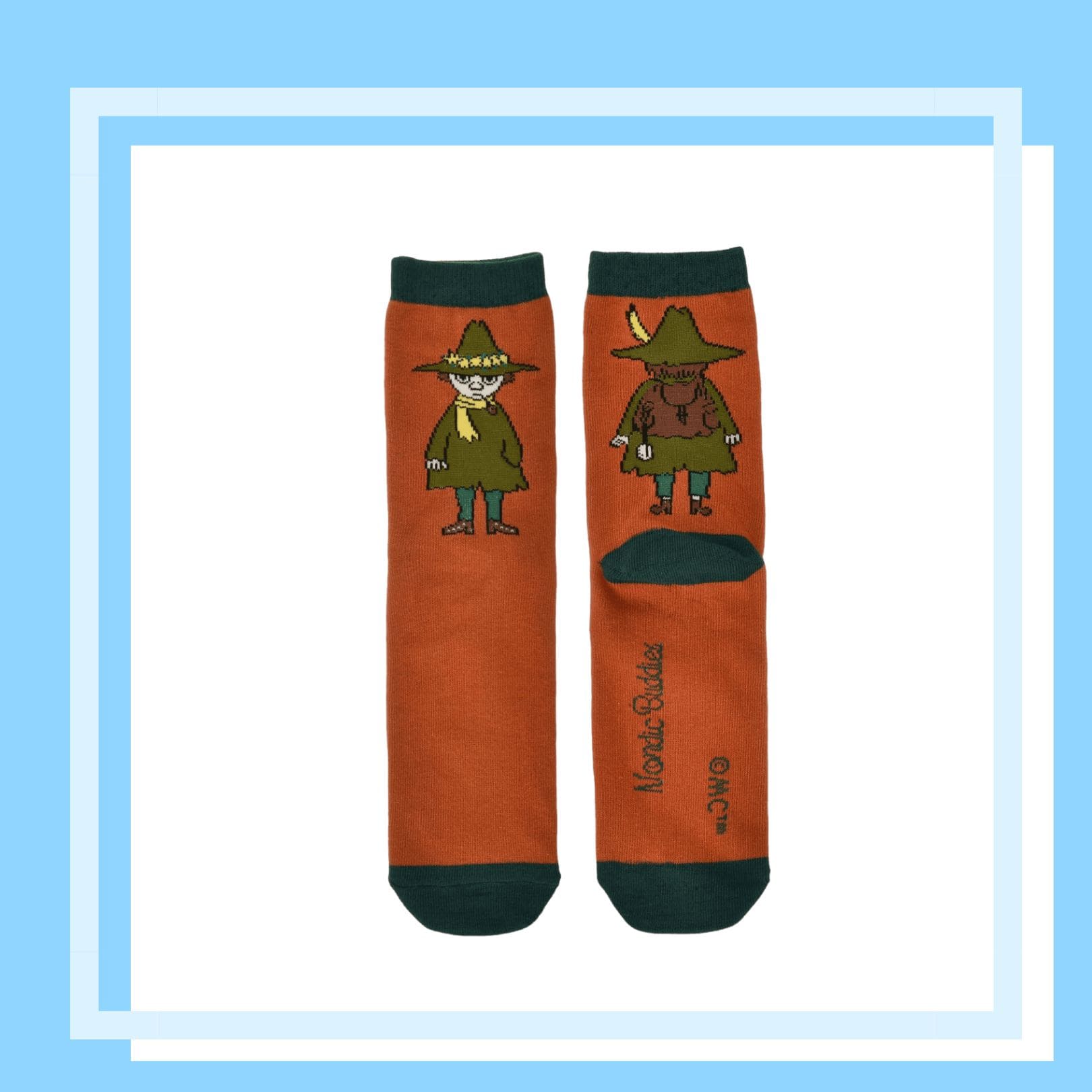 Nordic Buddies北歐好麻吉 Snufkin Travelling Ladies Socks - Brown Forest Green（中筒女襪）踏上旅途的阿金