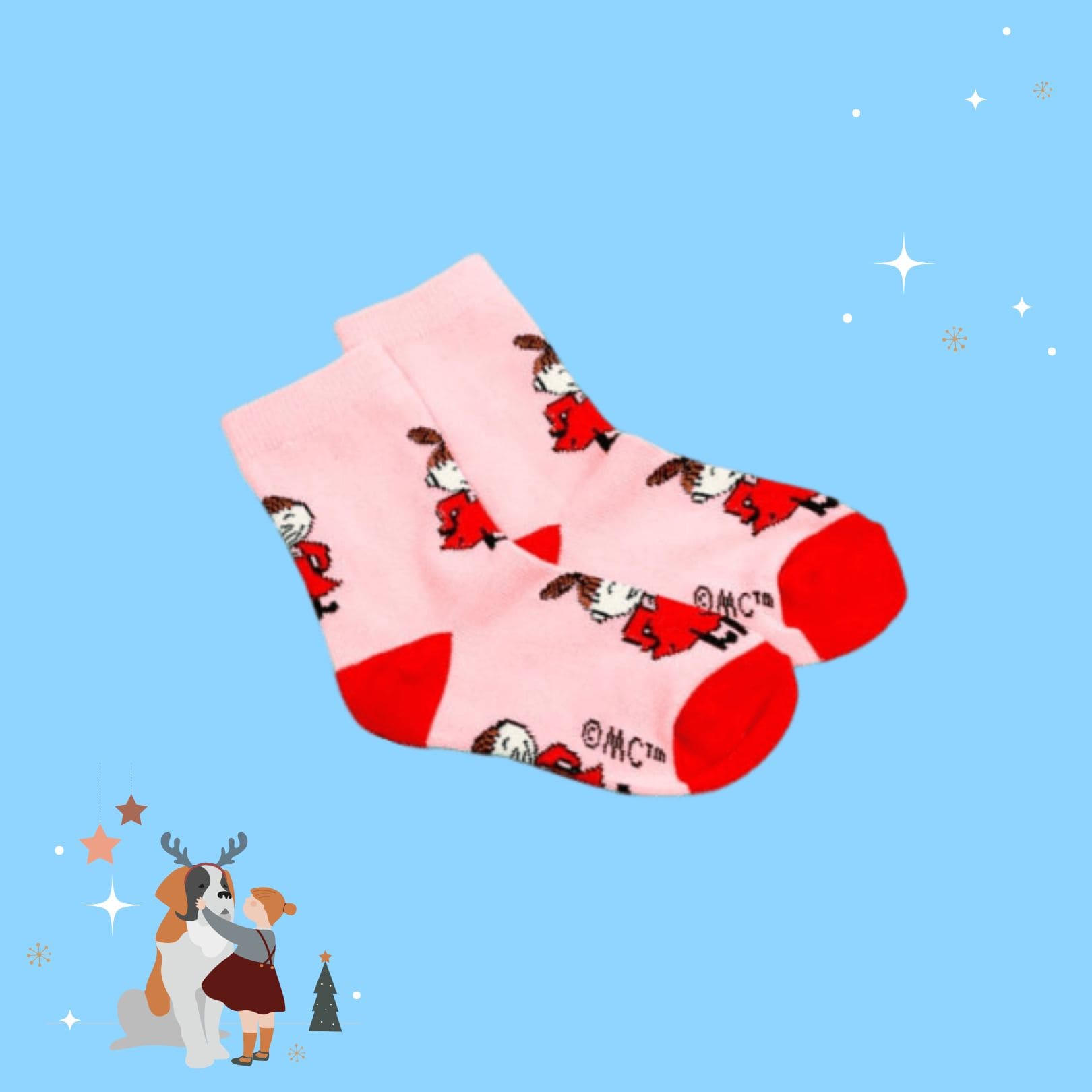 Little My Kids Socks - Exhilarated - Pink（中筒童襪）快樂小不點 粉紅