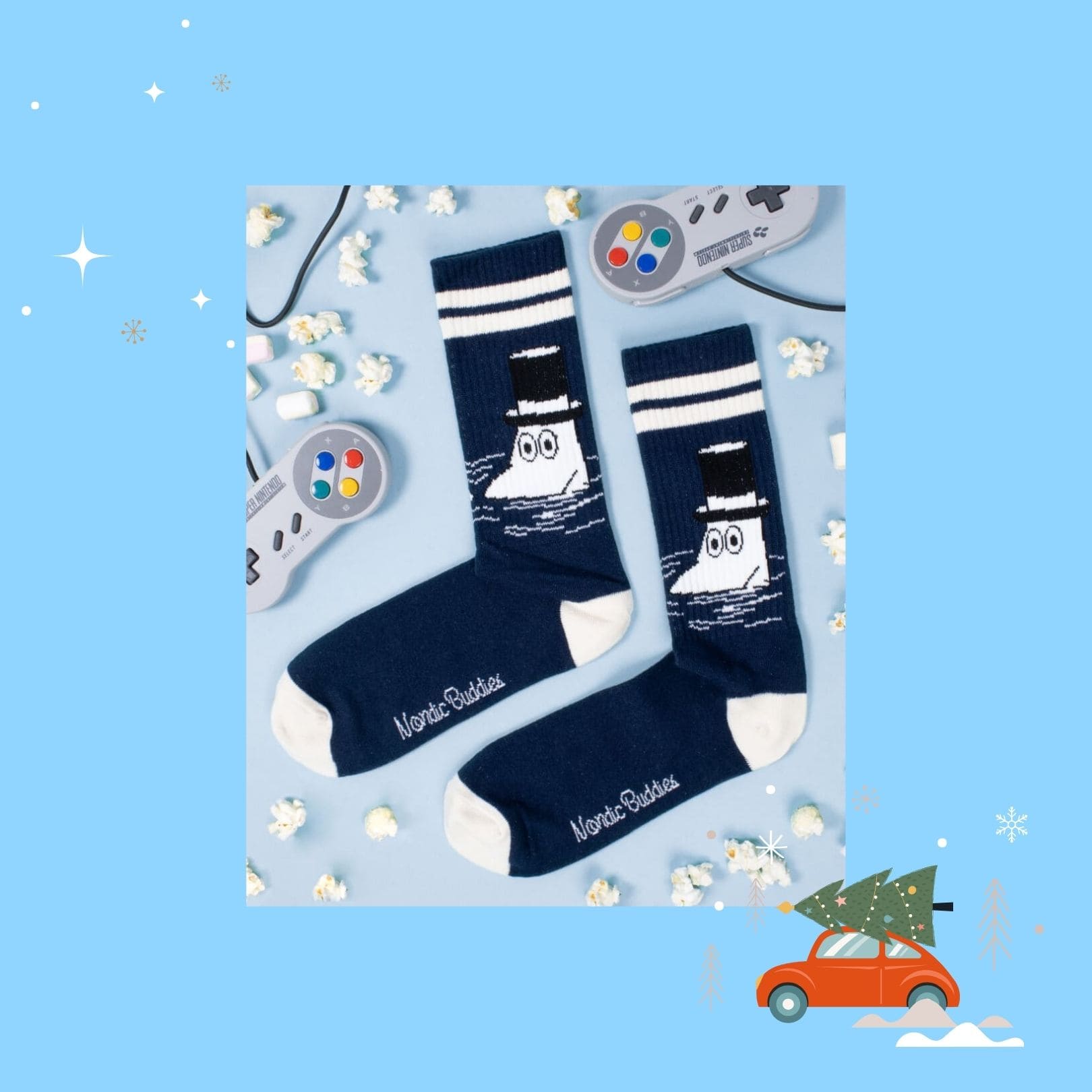 Moominpappa Retro Men Socks - Navy（中筒男襪）嚕米爸 Chill Out