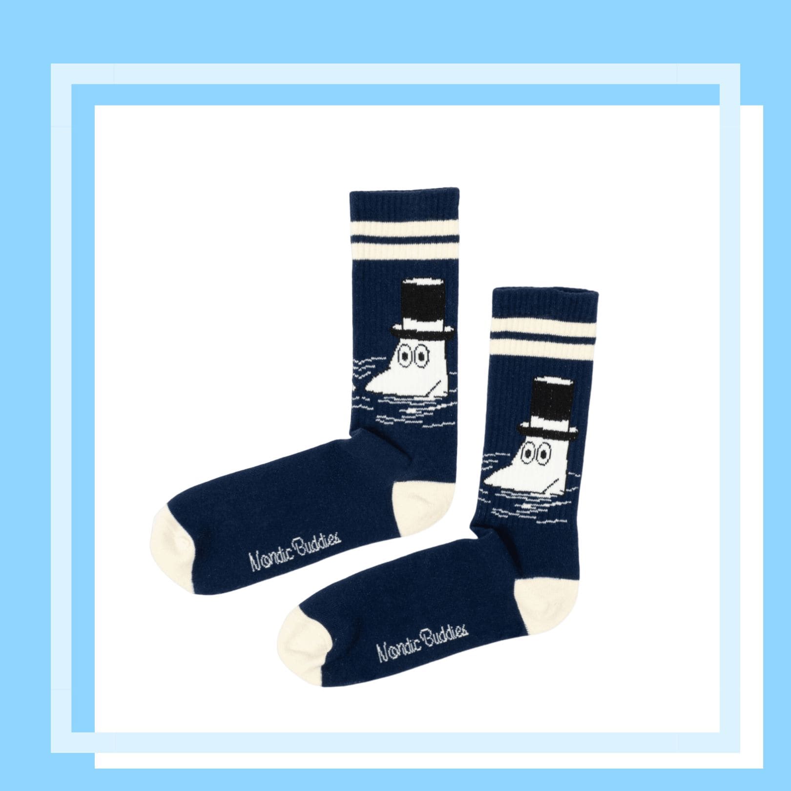 Nordic Buddies北歐好麻吉 Moominpappa Retro Men Socks - Navy（中筒男襪）嚕米爸 Chill Out