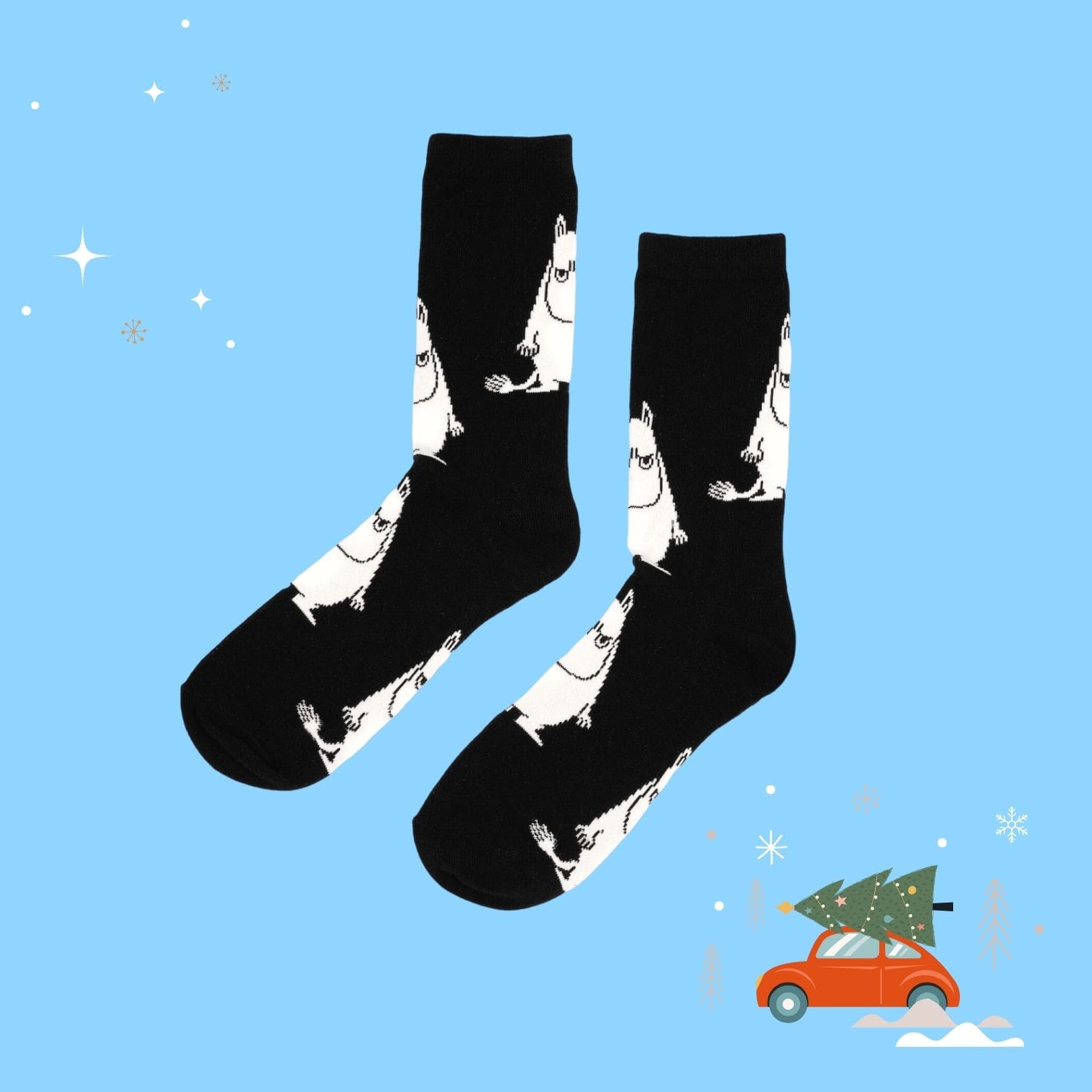 Moomintroll Grumpy Men Socks - Black（中筒男襪）嚕嚕米氣噗噗