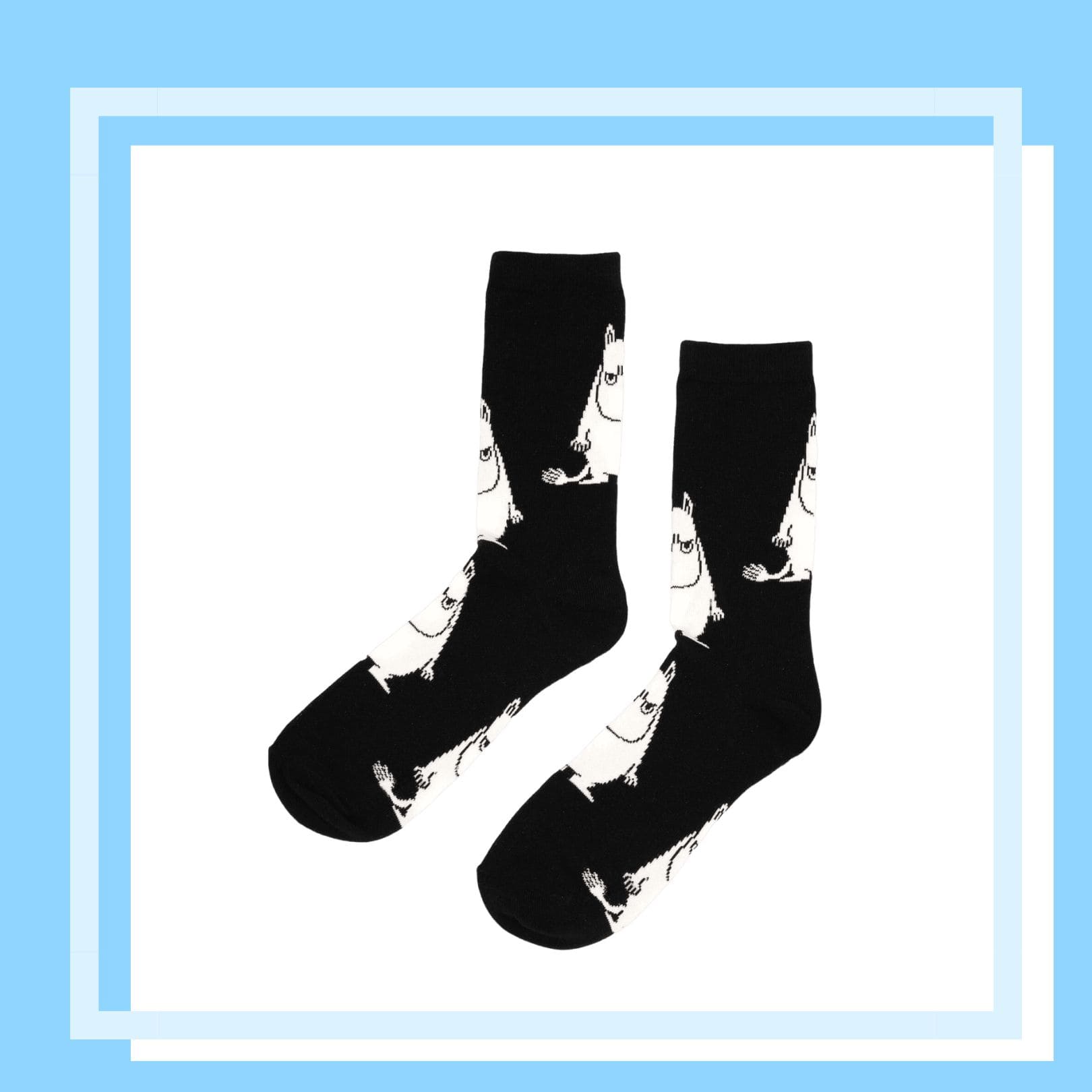 Nordic Buddies北歐好麻吉 Moomintroll Grumpy Men Socks - Black（中筒男襪）嚕嚕米 / 姆明氣噗噗