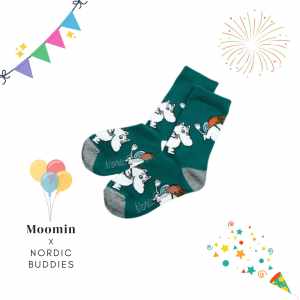 Nordic Buddies 設計童襪（中筒）2 雙組：嚕嚕米衝露營 + Oops！嚕嚕米